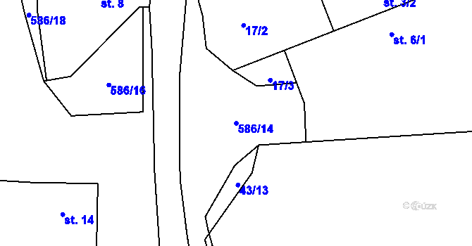 Parcela st. 586/14 v KÚ Mileč, Katastrální mapa