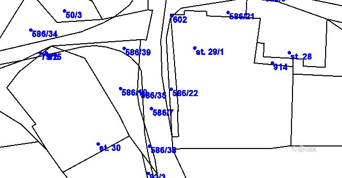 Parcela st. 586/22 v KÚ Mileč, Katastrální mapa