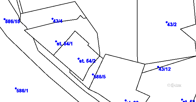 Parcela st. 43/9 v KÚ Mileč, Katastrální mapa