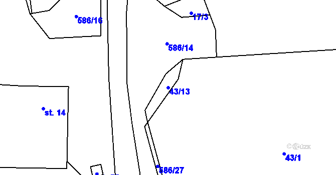 Parcela st. 43/13 v KÚ Mileč, Katastrální mapa