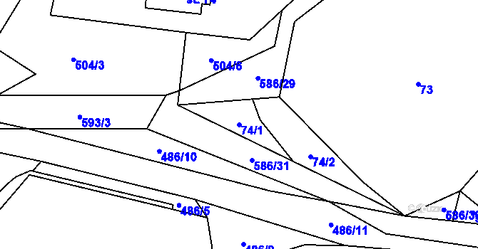 Parcela st. 74/1 v KÚ Mileč, Katastrální mapa