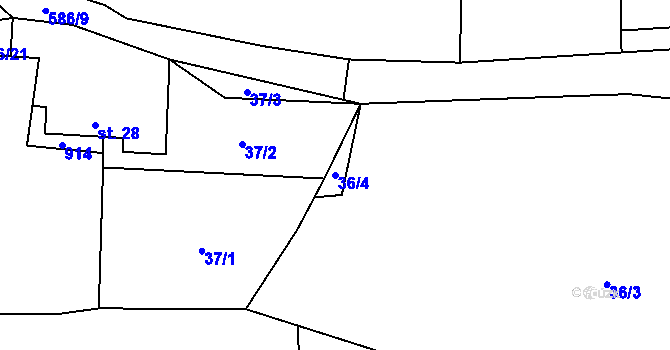 Parcela st. 36/4 v KÚ Mileč, Katastrální mapa