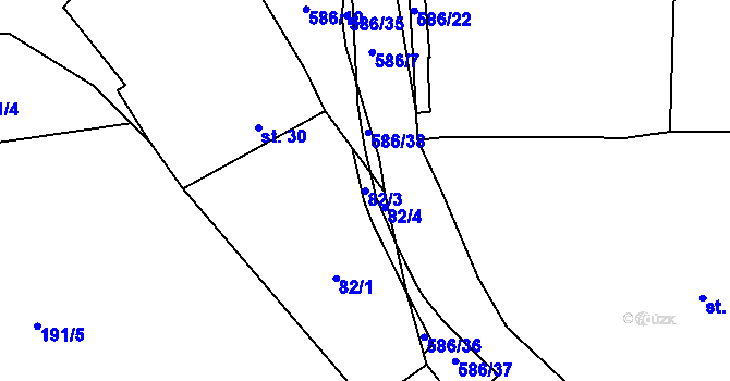 Parcela st. 82/3 v KÚ Mileč, Katastrální mapa