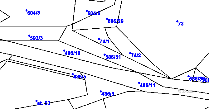 Parcela st. 586/31 v KÚ Mileč, Katastrální mapa