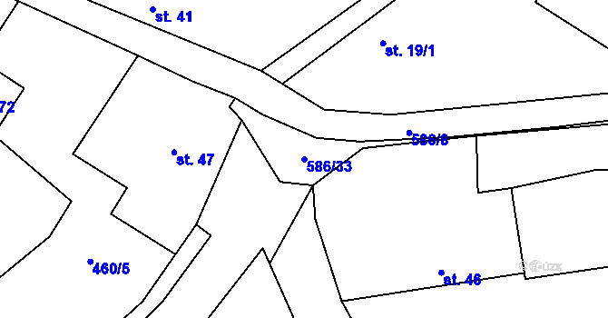 Parcela st. 586/33 v KÚ Mileč, Katastrální mapa