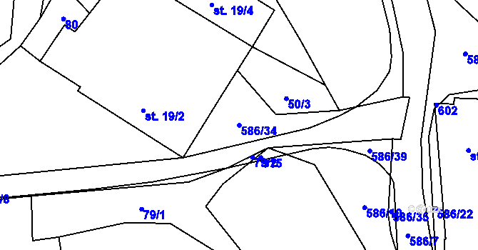 Parcela st. 586/34 v KÚ Mileč, Katastrální mapa