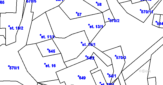 Parcela st. 15/1 v KÚ Záhoří u Milče, Katastrální mapa