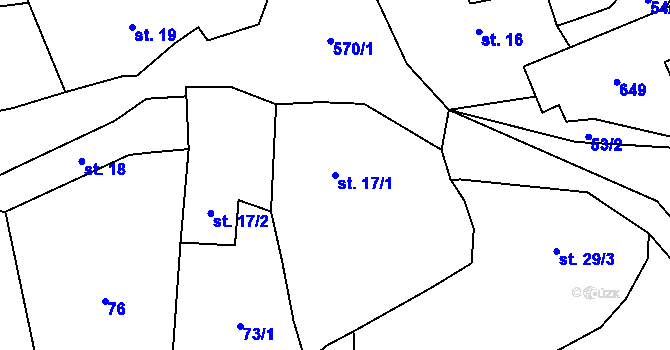 Parcela st. 17/1 v KÚ Záhoří u Milče, Katastrální mapa