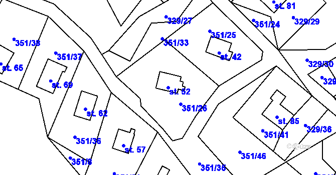 Parcela st. 52 v KÚ Záhoří u Milče, Katastrální mapa