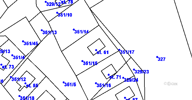 Parcela st. 61 v KÚ Záhoří u Milče, Katastrální mapa