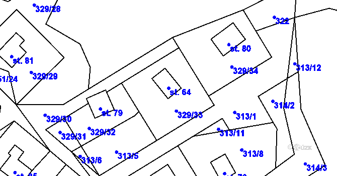 Parcela st. 64 v KÚ Záhoří u Milče, Katastrální mapa