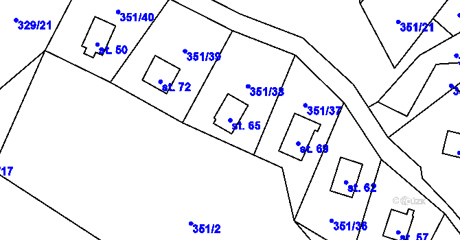 Parcela st. 65 v KÚ Záhoří u Milče, Katastrální mapa