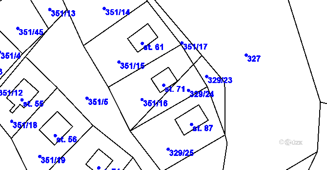 Parcela st. 71 v KÚ Záhoří u Milče, Katastrální mapa