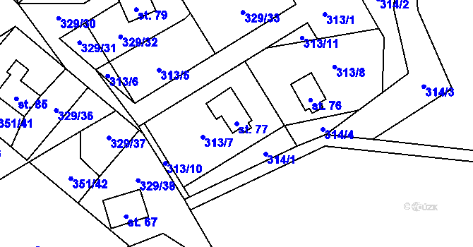 Parcela st. 77 v KÚ Záhoří u Milče, Katastrální mapa