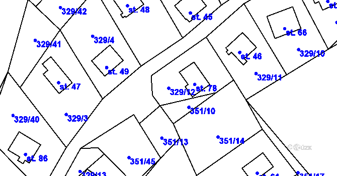 Parcela st. 329/12 v KÚ Záhoří u Milče, Katastrální mapa