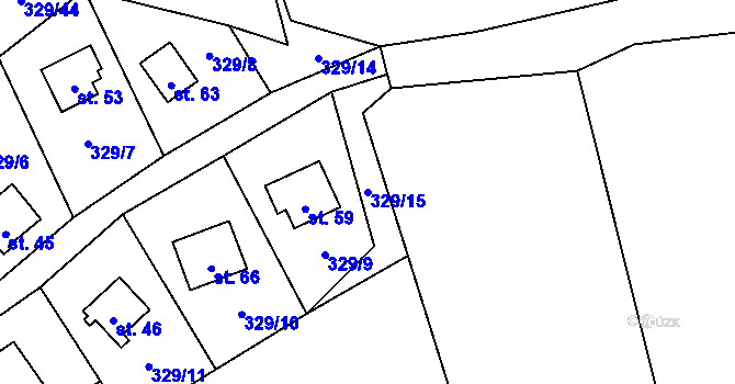 Parcela st. 329/15 v KÚ Záhoří u Milče, Katastrální mapa