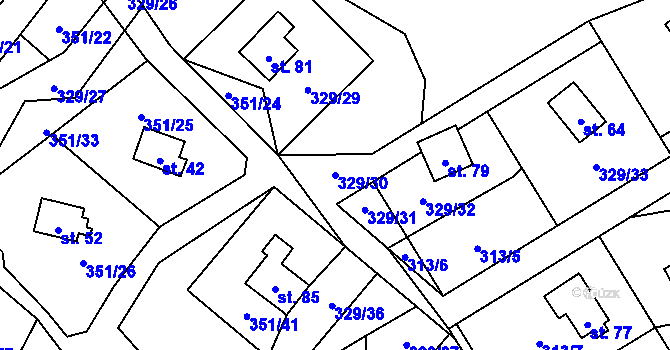 Parcela st. 329/30 v KÚ Záhoří u Milče, Katastrální mapa