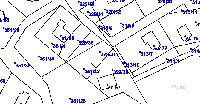 Parcela st. 329/37 v KÚ Záhoří u Milče, Katastrální mapa