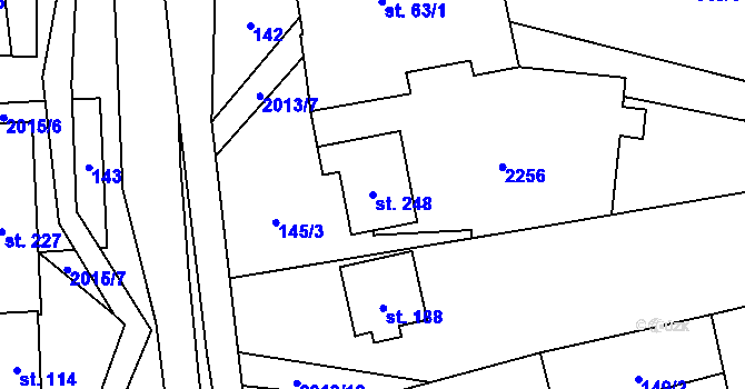 Parcela st. 248 v KÚ Milenov, Katastrální mapa