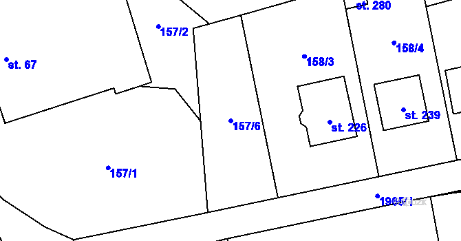 Parcela st. 157/6 v KÚ Milenov, Katastrální mapa