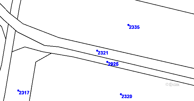 Parcela st. 2321 v KÚ Milenov, Katastrální mapa