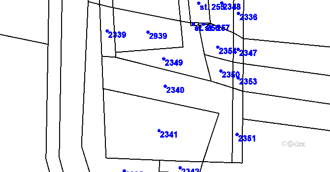 Parcela st. 2340 v KÚ Milenov, Katastrální mapa