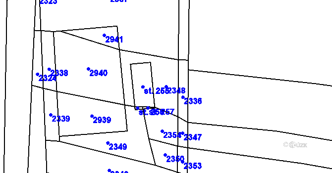 Parcela st. 2348 v KÚ Milenov, Katastrální mapa