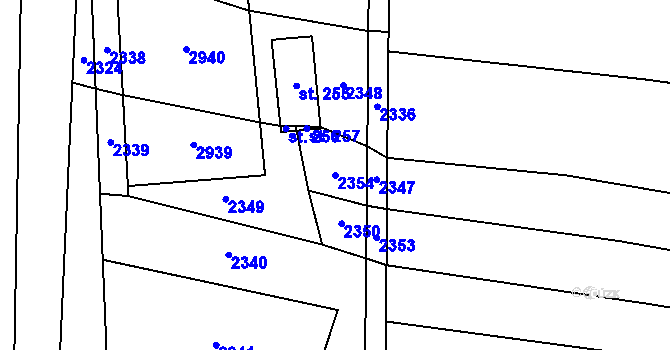 Parcela st. 2354 v KÚ Milenov, Katastrální mapa