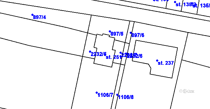 Parcela st. 251 v KÚ Milenov, Katastrální mapa