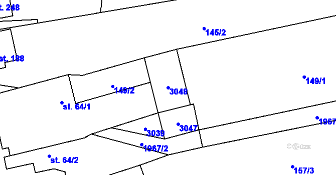 Parcela st. 3048 v KÚ Milenov, Katastrální mapa
