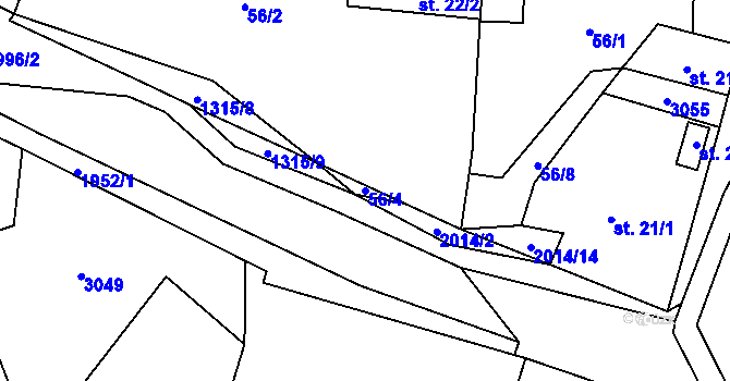 Parcela st. 56/4 v KÚ Milenov, Katastrální mapa