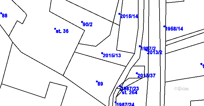 Parcela st. 2015/13 v KÚ Milenov, Katastrální mapa