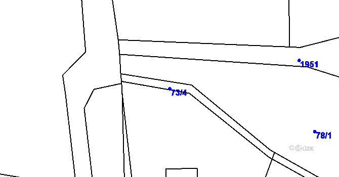 Parcela st. 73/4 v KÚ Milenov, Katastrální mapa
