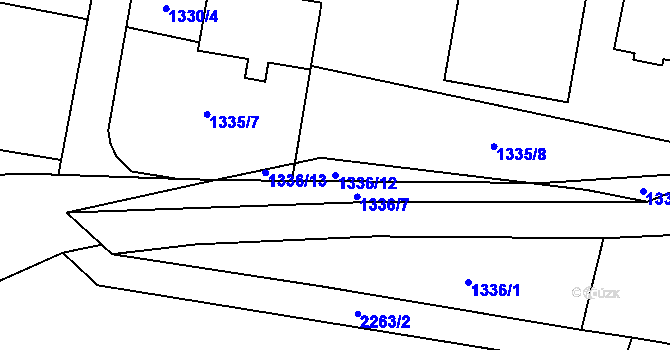 Parcela st. 1336/12 v KÚ Milenov, Katastrální mapa