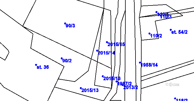 Parcela st. 2015/14 v KÚ Milenov, Katastrální mapa