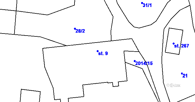 Parcela st. 9 v KÚ Milenov, Katastrální mapa