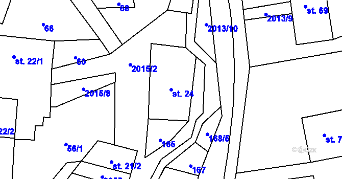 Parcela st. 24 v KÚ Milenov, Katastrální mapa
