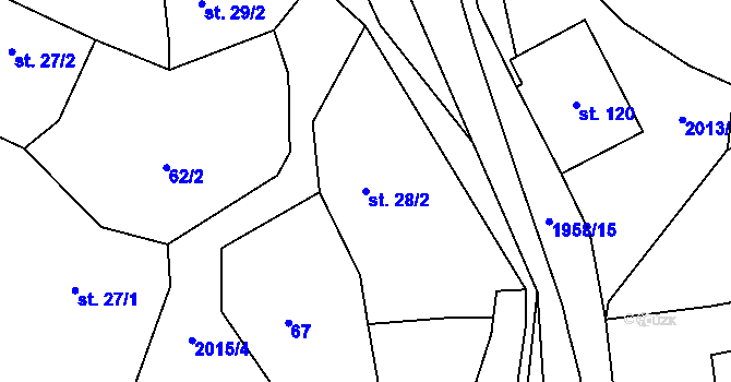 Parcela st. 28/2 v KÚ Milenov, Katastrální mapa