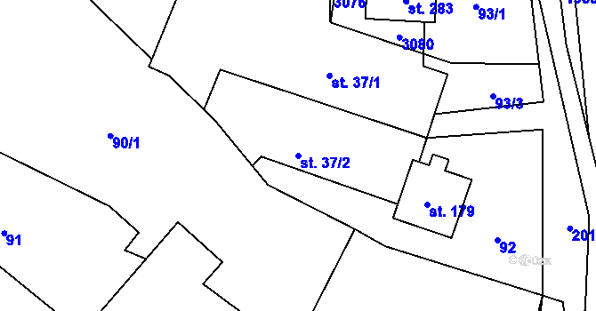 Parcela st. 37/2 v KÚ Milenov, Katastrální mapa