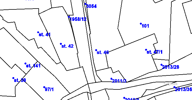 Parcela st. 46 v KÚ Milenov, Katastrální mapa