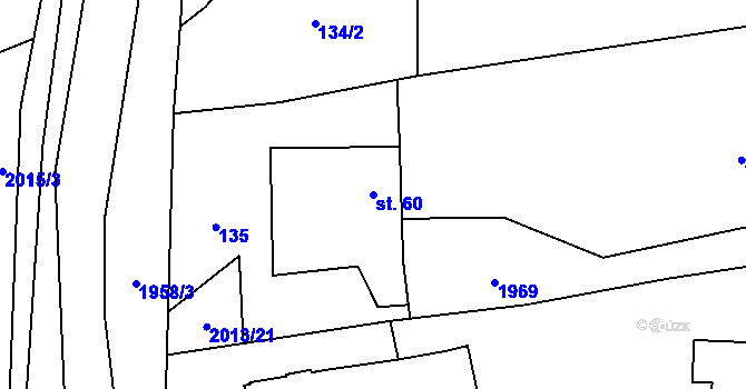 Parcela st. 60 v KÚ Milenov, Katastrální mapa