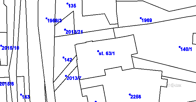 Parcela st. 63/1 v KÚ Milenov, Katastrální mapa