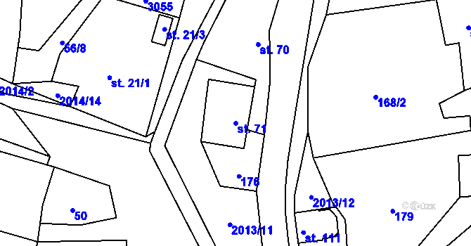 Parcela st. 71 v KÚ Milenov, Katastrální mapa