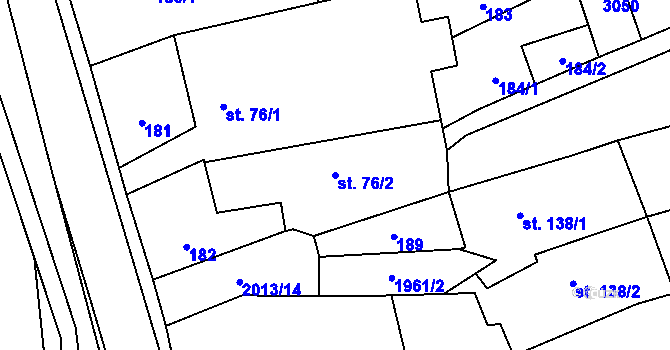 Parcela st. 76/2 v KÚ Milenov, Katastrální mapa