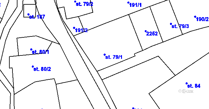Parcela st. 79/1 v KÚ Milenov, Katastrální mapa