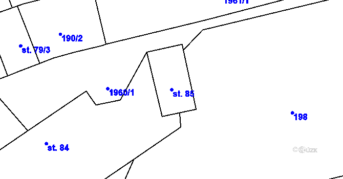 Parcela st. 85 v KÚ Milenov, Katastrální mapa