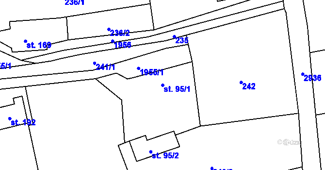 Parcela st. 95/1 v KÚ Milenov, Katastrální mapa