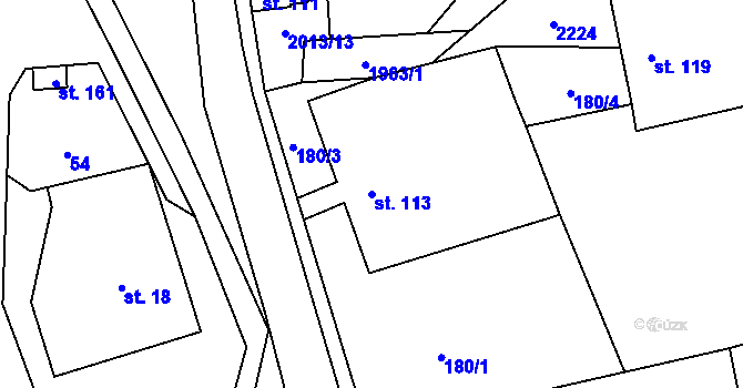 Parcela st. 113 v KÚ Milenov, Katastrální mapa