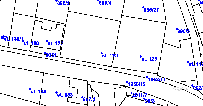 Parcela st. 123 v KÚ Milenov, Katastrální mapa