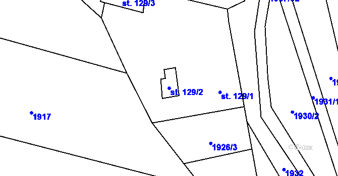 Parcela st. 129/2 v KÚ Milenov, Katastrální mapa